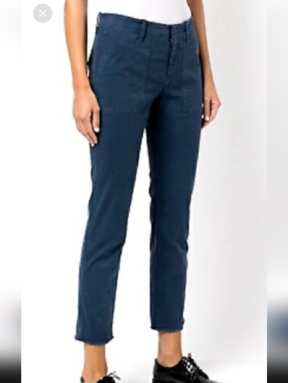 NILI LOTAN Women's Twill Flat Front Raw Hem Pany Light Blue Sz 10 4 Pockets